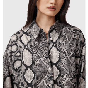 AllSaints Charli Snake Print Long Sleeve Shirt